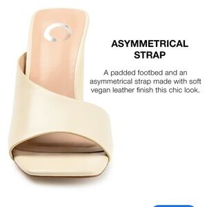 Journee Collection Dola Heels Cream Off White Vegan Slides 11 Neutral Open Toe
